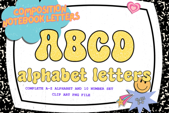 Composition Book Alphabet Retro Letters