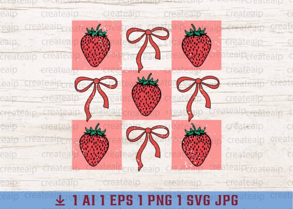 Coquette Bow PNG Checkered Strawberry Review