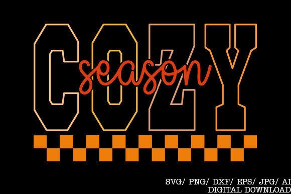 Cozy Season Png, Retro Checkered Fall