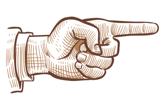 Pointing Index Finger Hand Engraving in Retro Style