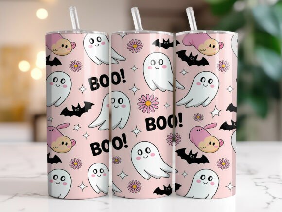 Retro Cute Ghost 20oz Tumbler Wrap PNG Review