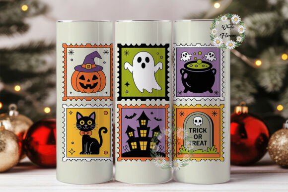 Retro Halloween Postage Stamps Tumbler