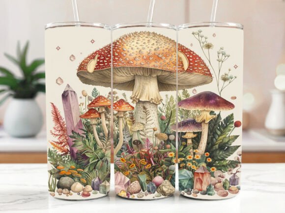 Seamless Retro Cottagecore Mushroom